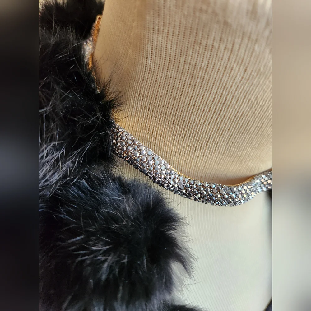 Skinny Collar With Crystals & Goldtone Hardware Statement Necklace - Picture 14 of 14